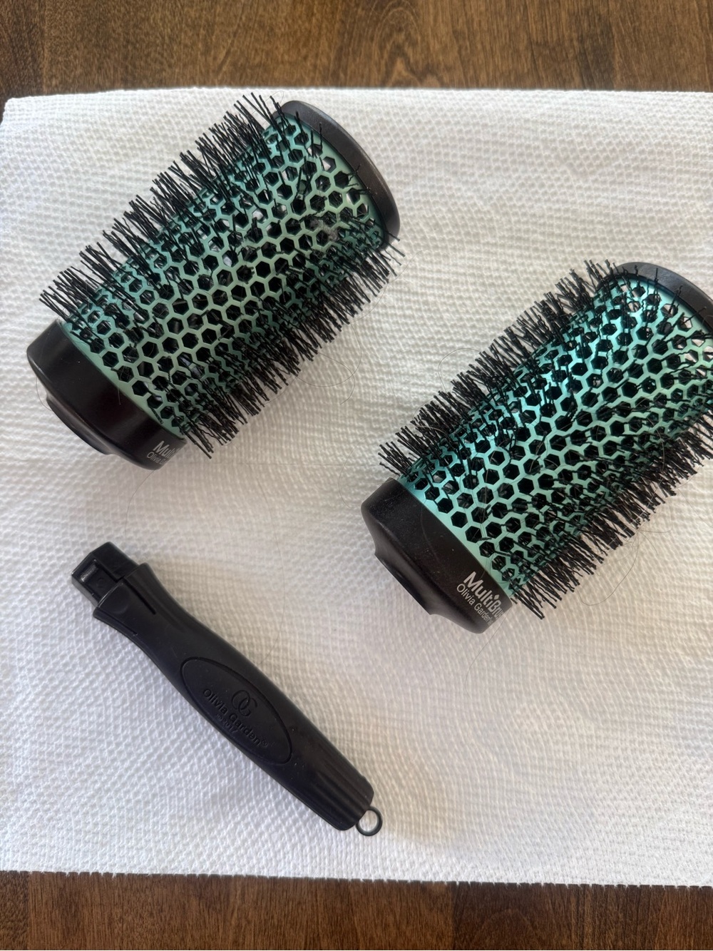 Mint Green Ceramic Round Brush Barrels with Detachable Handle - Set of 2